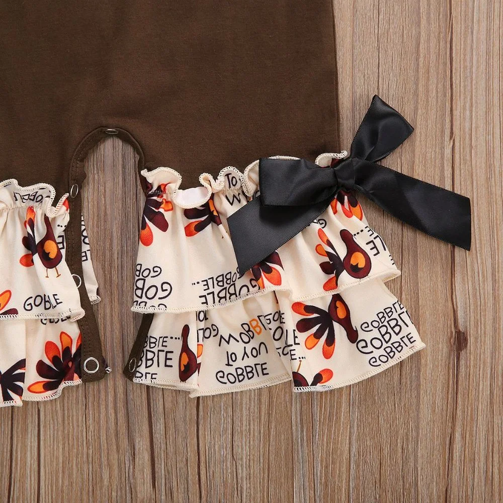 Thanksgiving Turkey Baby Girls Ruffle Romper